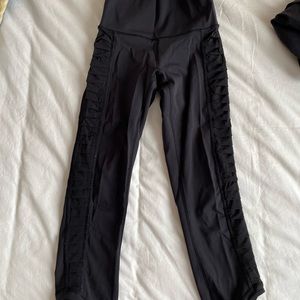 Lululemon black cropped leggings with mesh